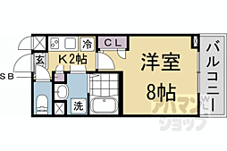 グランカーサ京都駅前 1Kの間取図画像