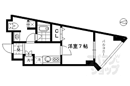 casa+α烏丸 1Kの間取図画像