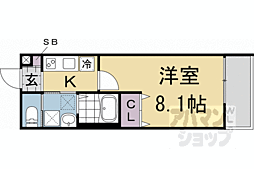 セレニティ伏見桃山 1Kの間取図画像