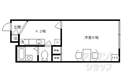 レオパレスおおやぶ2 1Kの間取図画像