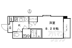 アーバンフラッツ五条堀川 1Kの間取図画像