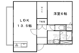 ビューテラス山科 1LDKの間取図画像