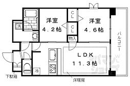 プレサンスTHEKYOTO華苑 2LDKの間取図画像