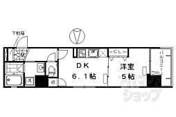 ベラジオ京都西大路 1DKの間取図画像