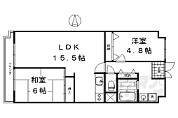 梅小路スカイハイツA棟 2LDKの間取図画像