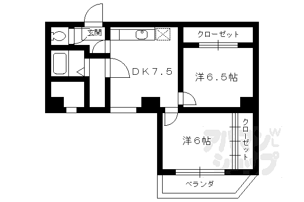 京都府京都市右京区太秦開日町(賃貸マンション2DK・5階・45.00㎡)の写真 その2