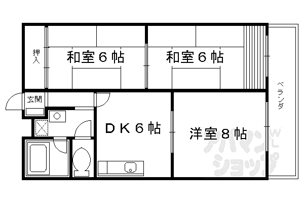 京都府京都市中京区西ノ京伯楽町(賃貸マンション3DK・1階・57.60㎡)の写真 その2