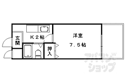 第2ハイツ早田 1Kの間取図画像