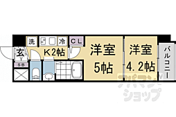 京都地下鉄東西線 二条駅 徒歩15分の賃貸マンション 7階2Kの間取り