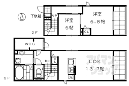 コエーダコート大宮 2階2LDKの間取り