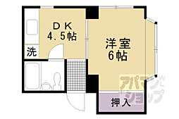 グランディール朱雀 1DKの間取図画像