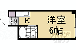 JR山陰本線 嵯峨嵐山駅 徒歩10分の賃貸マンション 2階1Kの間取り