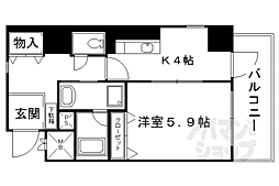 ライオンズマンション四条堀川第2 1Kの間取図画像