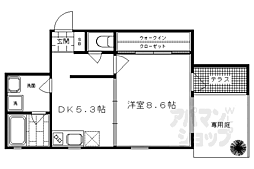ベラジオ京都鴨川II 1階1DKの間取り