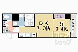 Ｖｉｎｅ　Ｏａｋ　Ｒａｂｂｉ（バインオーク　ラビ） 5階1LDKの間取り