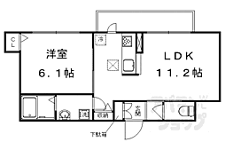阪急嵐山線 松尾大社駅 徒歩15分の賃貸マンション 3階1LDKの間取り