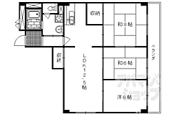 JR山陰本線 円町駅 徒歩9分の賃貸マンション 2階3LDKの間取り