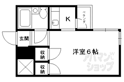 二条グランドハイツ 1Kの間取図画像