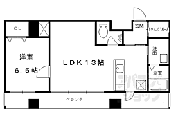 シュシュパルク六条院 1LDKの間取図画像