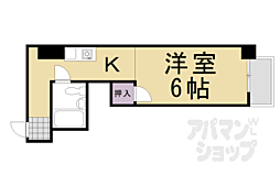 万里小路アベニュー 1Kの間取図画像