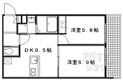 プレシャス御所南 2DKの間取図画像