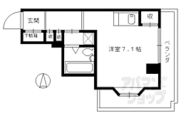 スカイノブレ京都四条大宮 ワンルームの間取図画像