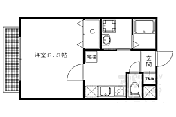 placido白川今小路 1Kの間取図画像