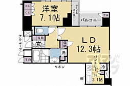 ブランズ京都河原町通 1LDKの間取図画像