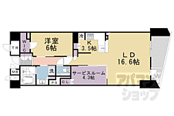 ブランズ京都河原町通 2LDKの間取図画像