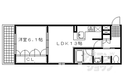 リーガル京都河原町四条南 1LDKの間取図画像