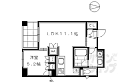 リヴァーク四条烏丸 1LDKの間取図画像