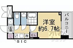 ブランシエスタ西京極 1Kの間取図画像