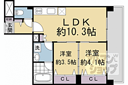 アーバネックス御所南 2LDKの間取図画像