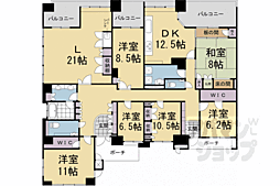 プレティナージュ御池東洞院 6LDKの間取図画像