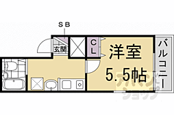 クラシカル志音 1Kの間取図画像
