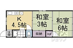 大橋マンション 2DKの間取図画像