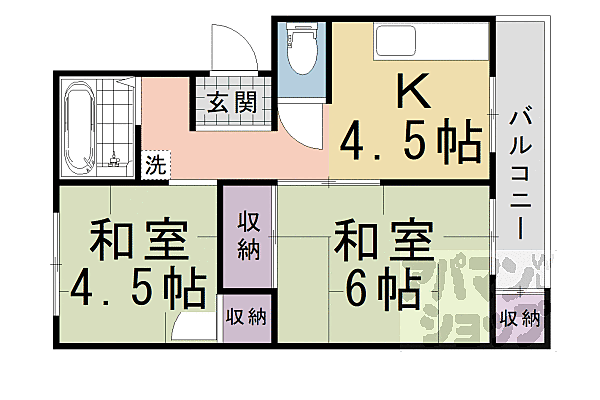 豊栄マンション 302｜京都府京都市右京区梅津南広町(賃貸マンション2K・3階・37.00㎡)の写真 その2