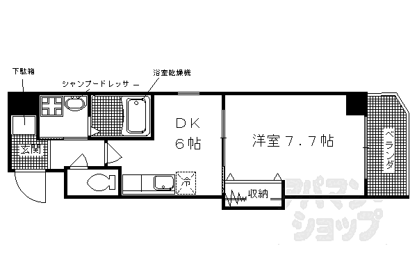 京都府京都市右京区西京極南大入町(賃貸マンション1DK・4階・32.70㎡)の写真 その2