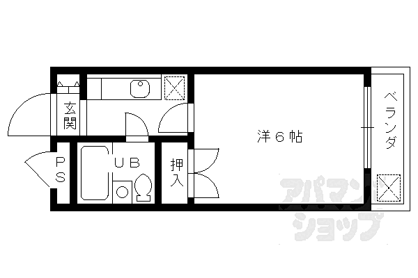 ハイライフ嵯峨 306｜京都府京都市右京区嵯峨広沢南下馬野町(賃貸マンション1K・3階・19.00㎡)の写真 その2