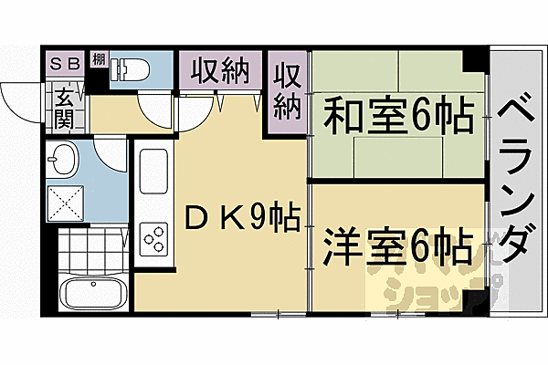 エル・カーサー 307｜京都府京都市右京区太秦上ノ段町(賃貸マンション2LDK・3階・49.58㎡)の写真 その2