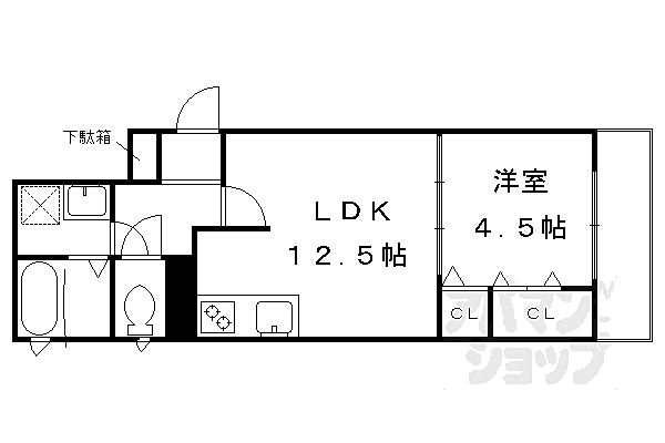 カーサ・フェリーチェ丸太町 102｜京都府京都市右京区常盤草木町(賃貸アパート1LDK・1階・41.20㎡)の写真 その2