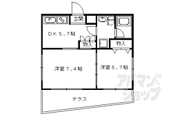 アントレー嵯峨野 2DKの間取図画像
