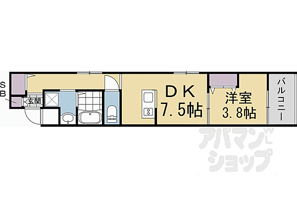 京都府京都市南区四ツ塚町(賃貸マンション1DK・3階・34.04㎡)の写真 その2