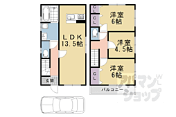 阪急京都本線 桂駅 3.4kmの賃貸一戸建て 3LDKの間取り