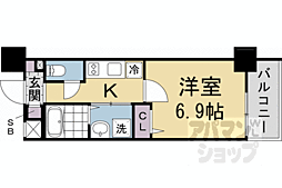 近鉄京都線 東寺駅 徒歩10分の賃貸マンション 3階1Kの間取り
