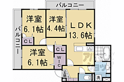 エンラージ西院 3LDKの間取図画像