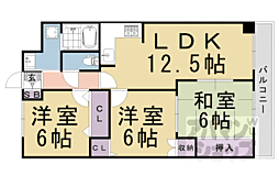 サン・バード桂 3LDKの間取図画像