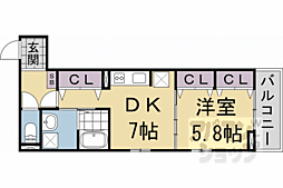 ヒカルサ京都梅津東 1DKの間取図画像