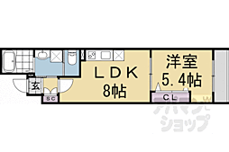 ARCA嵯峨嵐山 1LDKの間取図画像