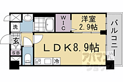 京都市南区東九条南石田町マンション 1LDKの間取図画像